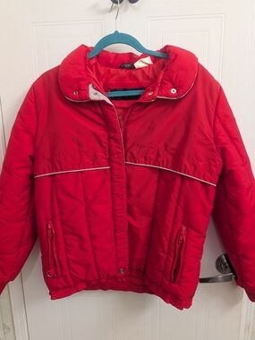 Vintage Aspen Powder Red Puffer Ski Jacket Large 80s 90s Retro Winter Coat